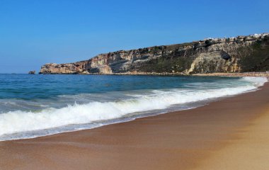 Güzel manzarasına Nazare ve Atlantik Okyanusu, Portekiz 