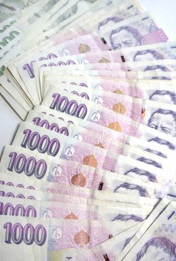 Çek ulusal parası ve farklı banknotların karışımı.