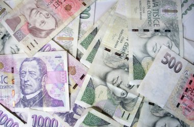 Çek ulusal parası ve farklı banknotların karışımı.           