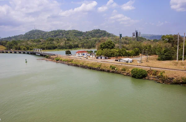 Die Ufer Des Panamakanals Panamabahn Die Panamabahn Wurde Den Jahren — Stockfoto