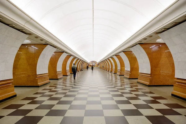 Moscou Rússia 2017 Estações Metrô Park Pobedy Estação Recebeu Nome — Fotografia de Stock