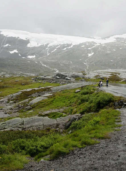 Geiranger Norway 2010 Mountain Peak Дорогу Длиной Километр Берега Фьорда — стоковое фото