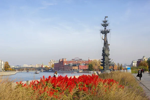 Moszkva Oroszország 2018 Töltés Péter Emlékmű Egyik Leginkább Grandiózus Művek — Stock Fotó