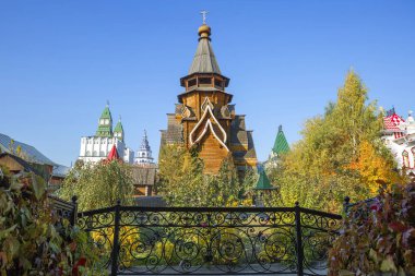 Moscow, Rusya Federasyonu, 10/15/2018, Izmailovsky Kremlin. Aziz Nikolaos Kilisesi. Aziz Nikolaos Kilisesi ruhani merkezi bütün kültürel ve eğlence olduğunu karmaşık 