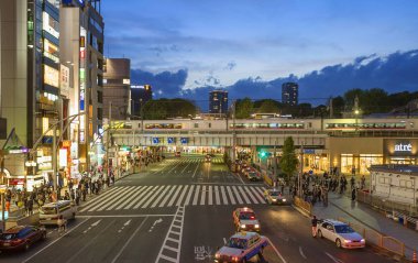 Tokyo, Japonya, 04/18/2017, Ueno bölge. Ueno bölgesi Tokyo en eski bölgelerinden biridir. Yeni alışveriş merkezleri ortaya çıkması rağmen eski Tokyo atmosferini burada hüküm sürer. Ueno restoran ve bar yakından iç içe, bir s şekillendirme