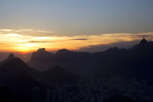 Rio Janeiro Brezilya Gün Batımı Sugar Loaf Dağı Görüntüleyin Güzel — Stok fotoğraf