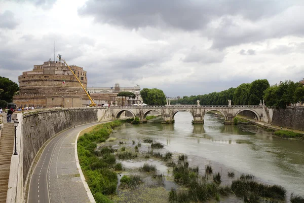 Rom Italien Angel Bridge Angel Bridge Gammal Romersk Gångbro Över — Stockfoto