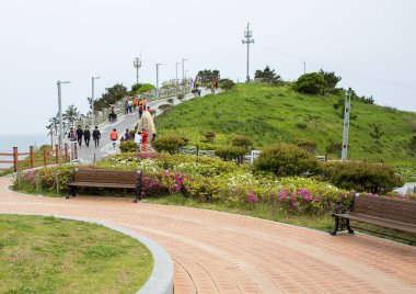 Busan, Güney Kore, 04/25/2017, Oryukdo binaya (2017). Bu bir Busan Ulusal pitoresk yerlerden biri.