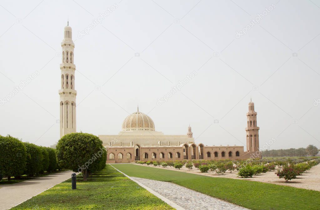 Oman. Muscat. Sultan Qaboos Grand Mosque. The Sultan Qaboos Grand mosque in Muscat is the third largest mosque in the world.Its area is more than 46 thousand square meters..