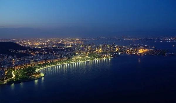 Rio Janeiro Brezilya Akşam Şehir Sugar Loaf Dağı Görüntüleyin Rio — Stok fotoğraf