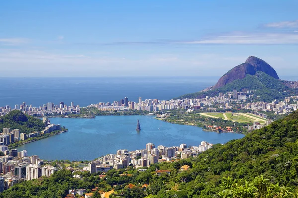 Rio Janeiro Brezilya Corcovado Dağı Gelen Lagün Manzarası Corcovado Dağ — Stok fotoğraf