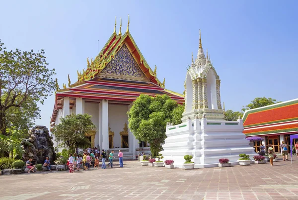 Bangkok Thaiföld 2014 Temple Fekvő Buddha Harangláb Vannak Sok Szép — Stock Fotó