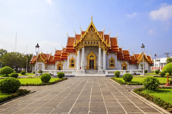 Bangkok Thajsko 2014 Mramorový Chrám Wat Benchamabophit Jeden Nejkrásnějších Chrámů — Stock fotografie
