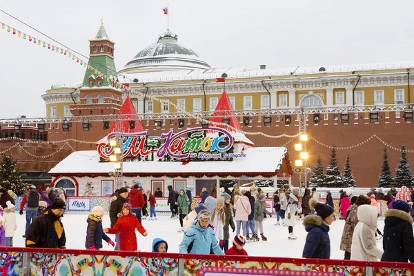 Moscow Russia 2018 New Year Christmas Ice Rink Red Square — Stock Photo, Image