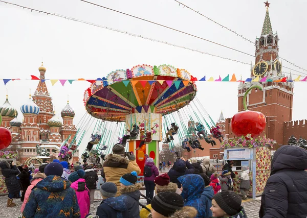 Moscow Russia 2018 New Year Christmas Christmas Carousel Red Square — Stock Photo, Image