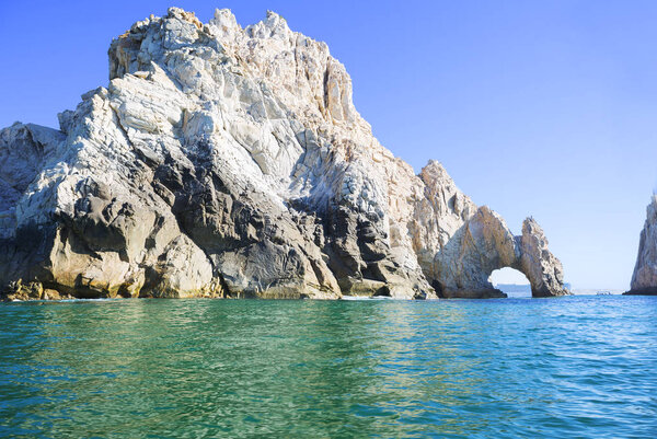 Cabo San Lucas, Mexico El Arco. At the southern tip of the California Peninsula is concentrated a number of beautiful rocks of bizarre shape. But none of them can compare to the grandeur of El Arco, one of Mexico's most famous natural attractions. It