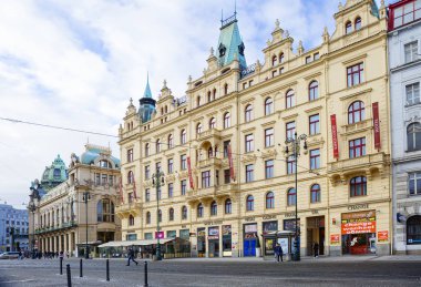 01/03/2017, Hotel Kings Court, Prague, Çek Cumhuriyeti. Tarihi neo-Rönesans bina Prag merkezinde Belediye Binası yanındaki Cumhuriyet Meydanında bulunan.