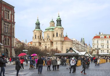 Prague, Çek Cumhuriyeti, 01/03/2017, St Mikulas Katedrali (Nicholas). Eski şehir St. Mikulas Katedrali (Nicholas) Çekoslovak Hussite Kilisesi, Katolik kiliseden sonra 1 Dünya ayrılmış bir Hıristiyan ulusal kilise ait olduğu