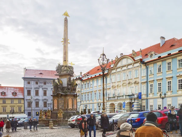 Praga República Checa 2017 Mala Strana Plaza Columna Peste Palacio — Foto de Stock