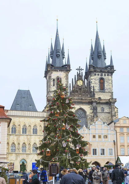 Prag Tjeckien Stare 2017 Mesto Square Domkyrka Jungfru Maria Många — Stockfoto