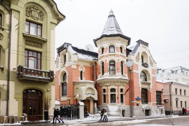 Moskova, Rusya, 02/05/2013, mimari, konak. Bu bina, Xx yüzyılın başlarında ailesi için inşa bir Moskova var. Art Nouveau tarzı, Ostozhenka sokak üzerinde bulunan evi.
