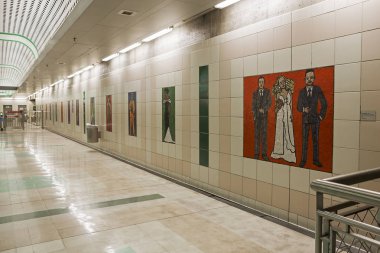 Los Angeles, Abd, 28.02.2016, metro. Civic Center metro istasyonunun lobisinin iç.