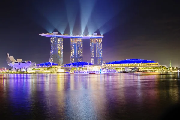 Singapore 2018 Marina Bay Sands Hotel Lasershow Der Marina Bay — Stockfoto