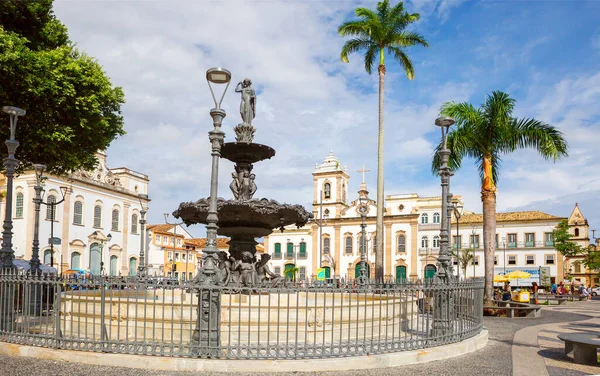 Salvador Brasilien 2020 Brunnen Auf Dem Platz Terreiro Jesus Ein — Stockfoto