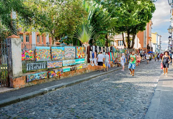 Salvador Brasil 2020 Cidade Alta Pelourinho Comércio Lembranças Pelourinho Antigo — Fotografia de Stock