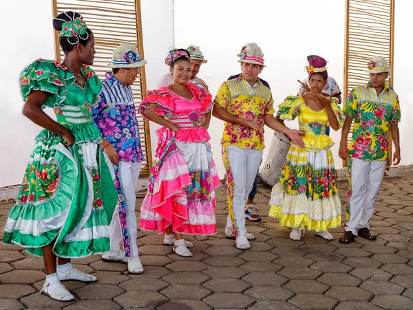 Maceio Brazylia 2020 Artyści Kostiumach Narodowych Krajowa Sukienka Damska Składa — Zdjęcie stockowe