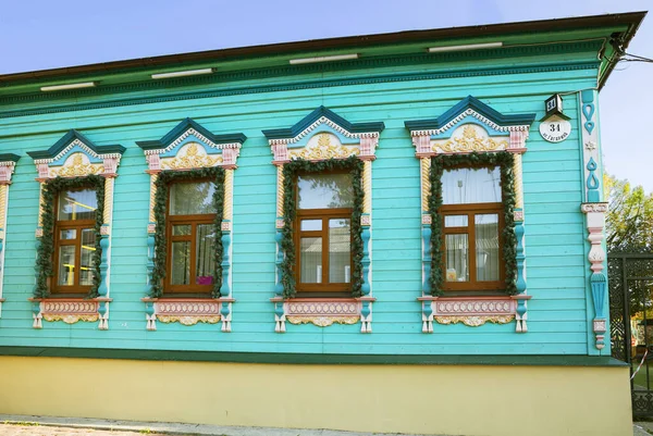 Kirzhach City Russia 2020 Window Beautiful Trim Xix Веке Плацдармы — стоковое фото