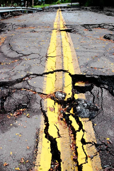 Ruined Road Destruction From Flood