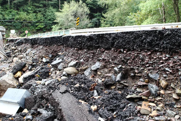 Flood Destruction Ruined Road