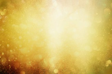 altın sarı pırıltılı Noel ışıkları. Bulanık arka plan