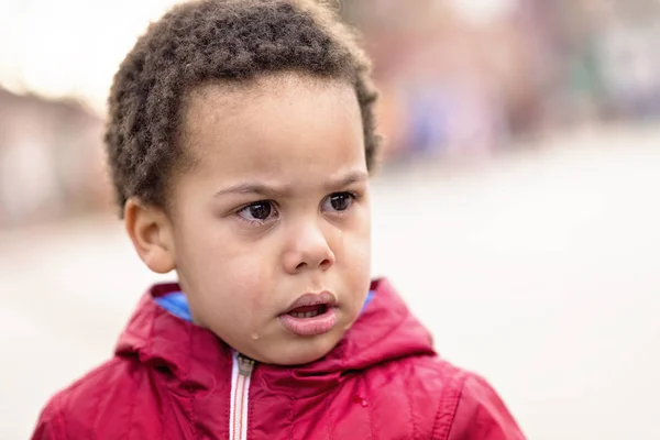 Portrait Scared Crying Boy — Stock Photo, Image