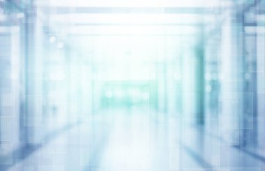 soyut odaklanmış bulanık teknoloji alan arkaplanı, boş iş koridoru veya alışveriş merkezi. Tıp ve hastane koridoru modern laboratuarla (klinik) odaklanmış değil)