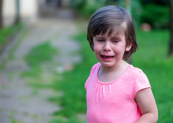 Portrait Une Jolie Petite Fille Qui Pleure — Photo