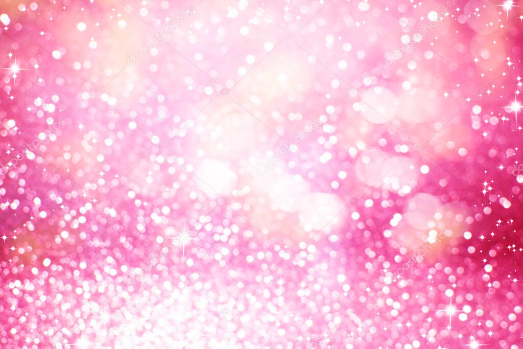 pink glittering Christmas lights. Blurred abstract background