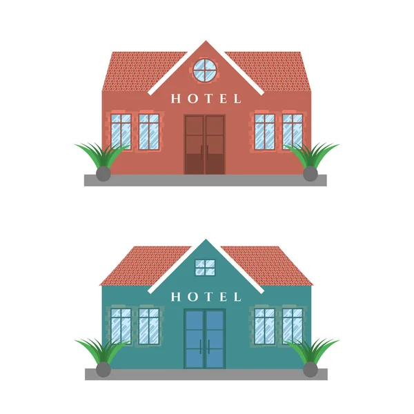 Ensemble de bâtiments hôteliers — Image vectorielle