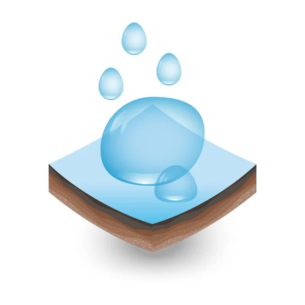 Izometrikus darab, a talaj, a víz csepp — Stock Vector