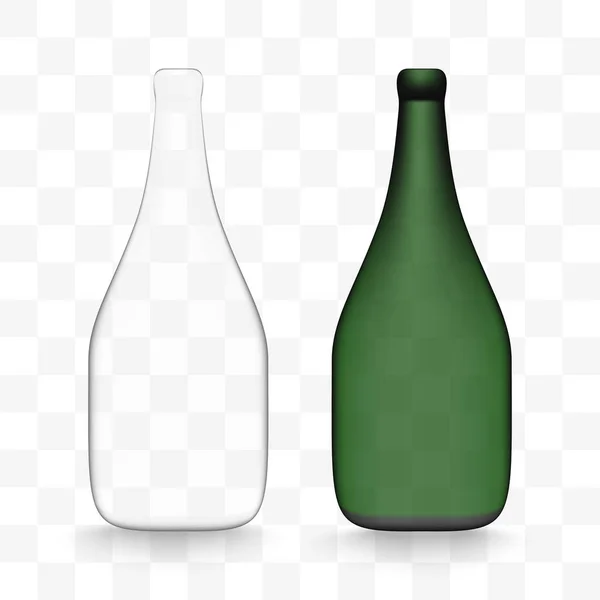 Vector botella de alcohol de vidrio conjunto con sombra — Archivo Imágenes Vectoriales