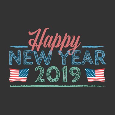 Yeni yıl 2019 işareti siyah arka plan üzerine