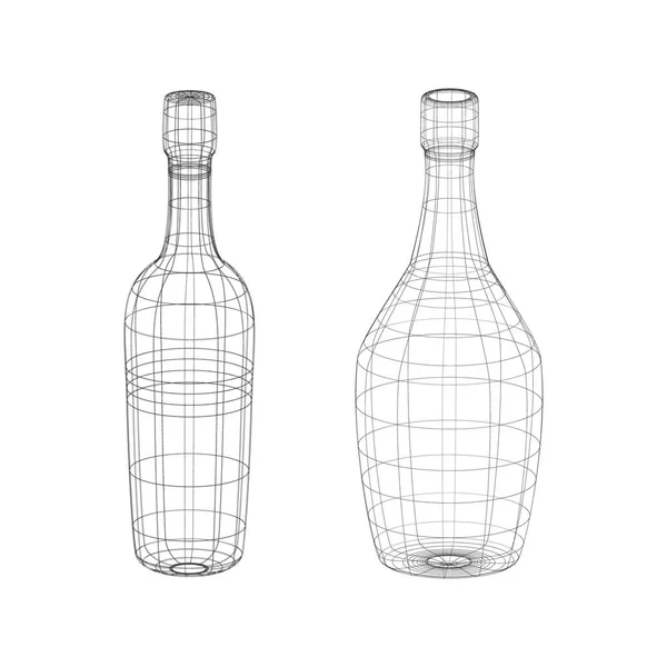 Esquema de botellas de alcohol vectorial en el blanco — Archivo Imágenes Vectoriales