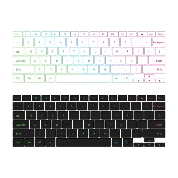 Teclado vector conjunto en el fondo blanco — Archivo Imágenes Vectoriales