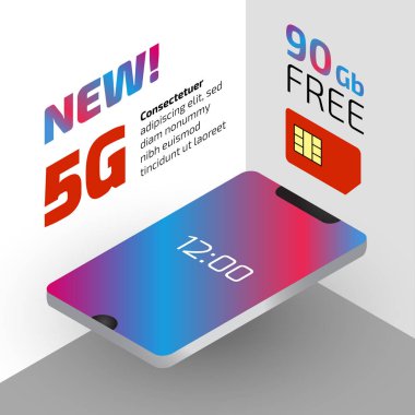 5g Internet ağ izometrik başlığında vektör