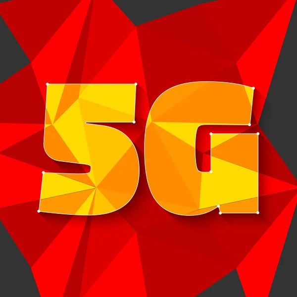 Låg poly 5g internet-banner på rött — Stock vektor