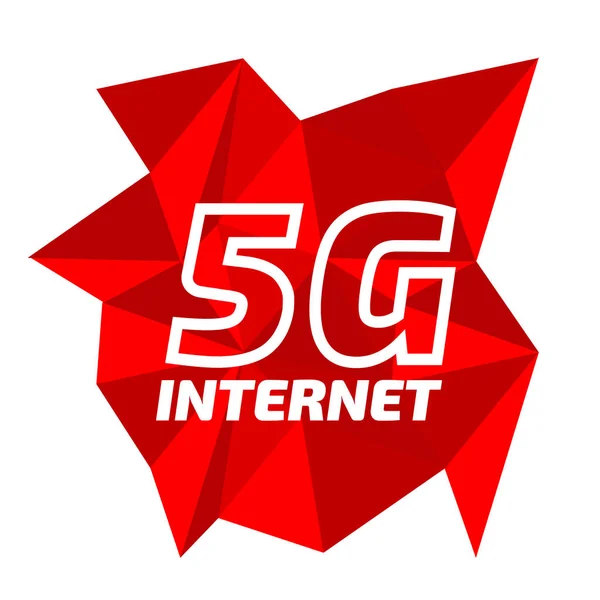 Low poly 5g internet banner on red — Stock Vector