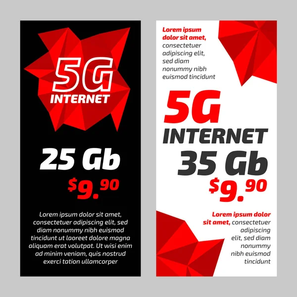 5 g internet banners ingesteld op zwart-wit — Stockvector