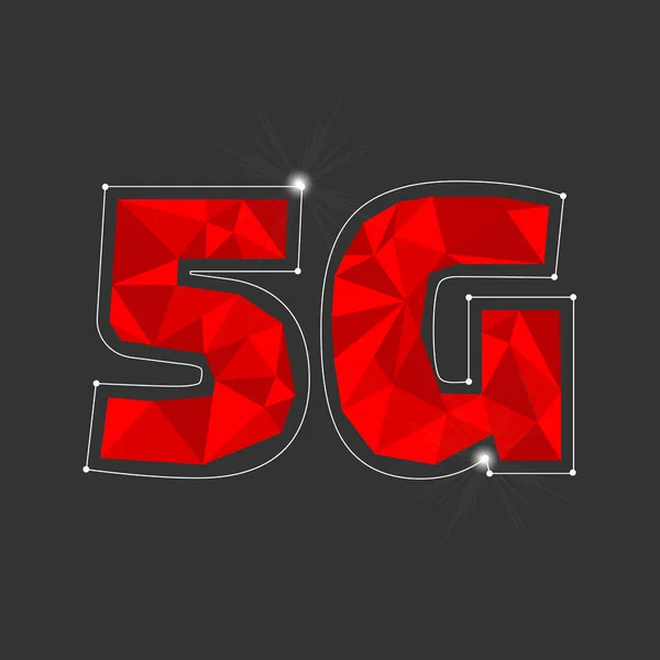 Low poly 5g internet banner on black — Stock Vector