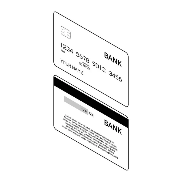Conceito de cartões de crédito isométricos preto e branco — Vetor de Stock